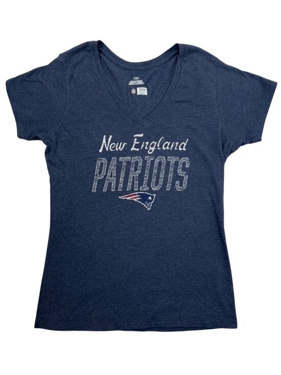 NFL Team Apparel Tops - NFL Team Apparel Official  New England Patriots Sz L V-Neck T-Shirt Navy Blue